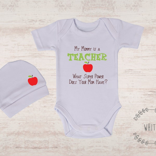 Lehrer Geschenk, Meine Mama ist eine LEHRERIN, welche Superkraft hat deine Mutter? Lustiger Baby Body, Lehrer-Babypartygeschenk