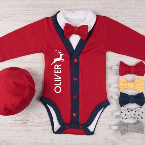 First Christmas Outfit Boy Personalized Baby Boy Christmas Etsy