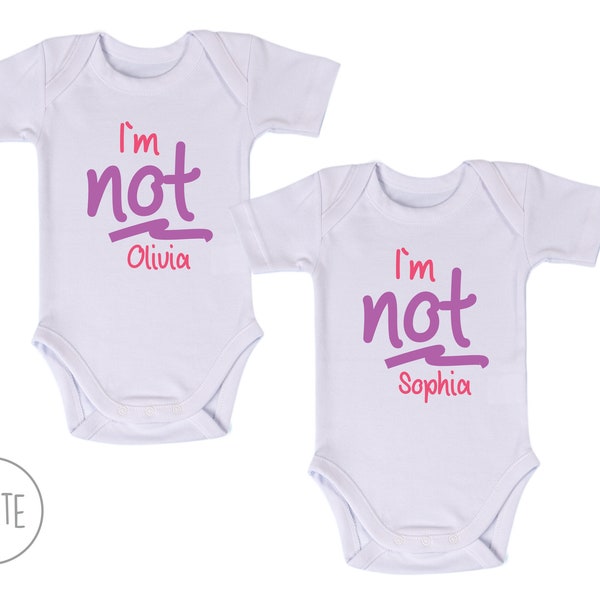 Twin Girl Outfits, Personalized Set of 2 Funny Baby Bodysuits, Twin Girl Gifts, Twin Girls Baby Shower, Twin Girl Clothing, Twin Girls