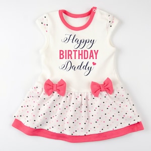 Papa verjaardagscadeau, HAPPY BIRTHDAY DADDY, schattige babymeisje jurk, verjaardagscadeau voor papa, papa verjaardag roze/crème/polka dots bodysuit jurk