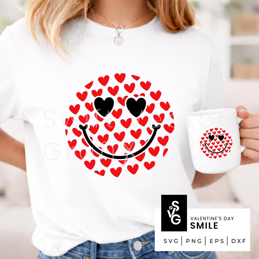 Valentine's Day SVG | Valentine Smile PNG | Heart Eyes Smiley Face ...
