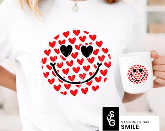 Valentine's Day SVG | Valentine Smile PNG | Heart Eyes Smiley Face Design