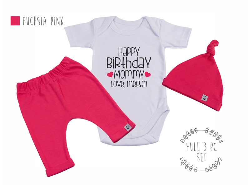 Add on Hat andor Pants Option Happy Birthday Mommy Personalized Bodysuit