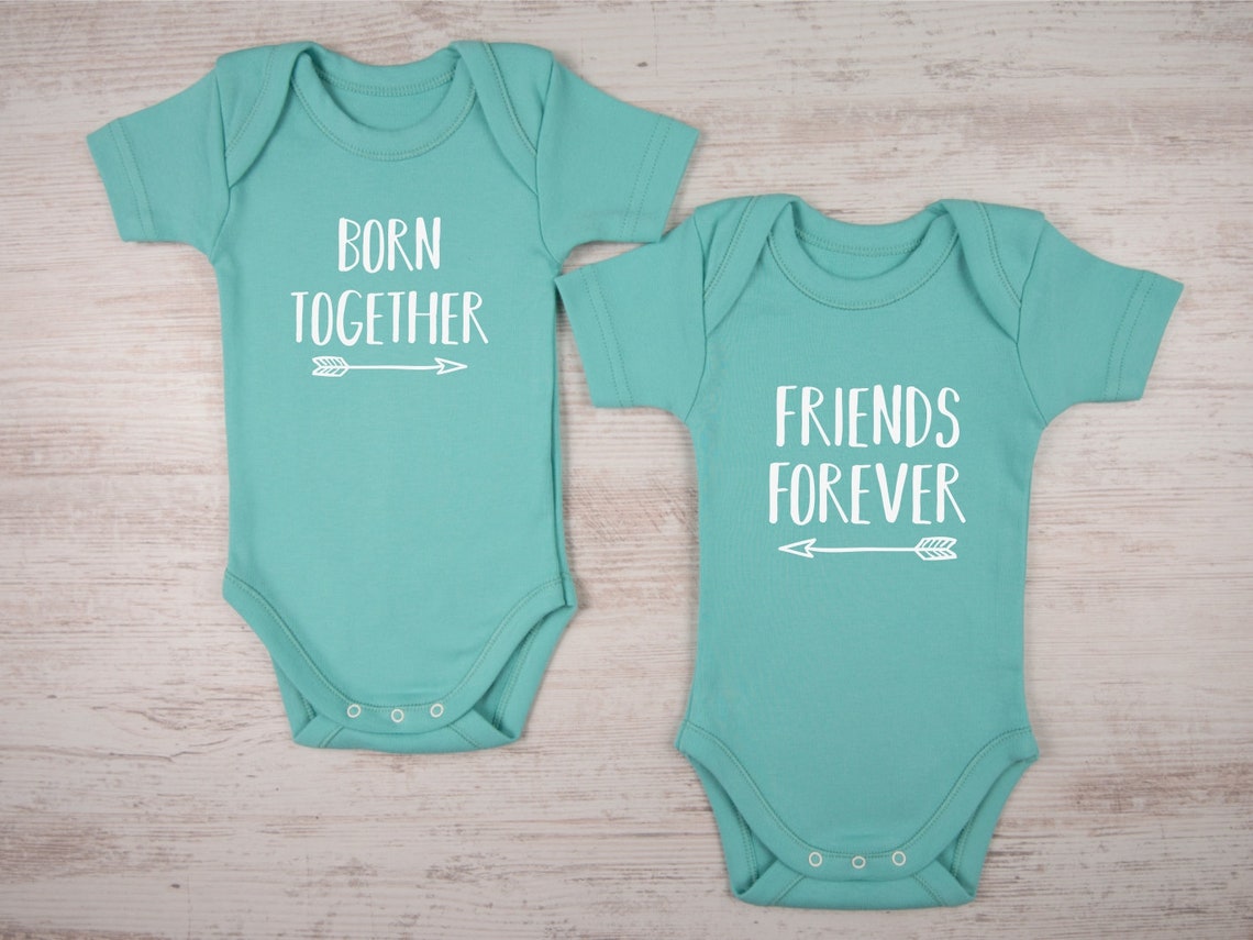 Twin Baby Gifts Born Together Friends Forever Set of 2 Etsy