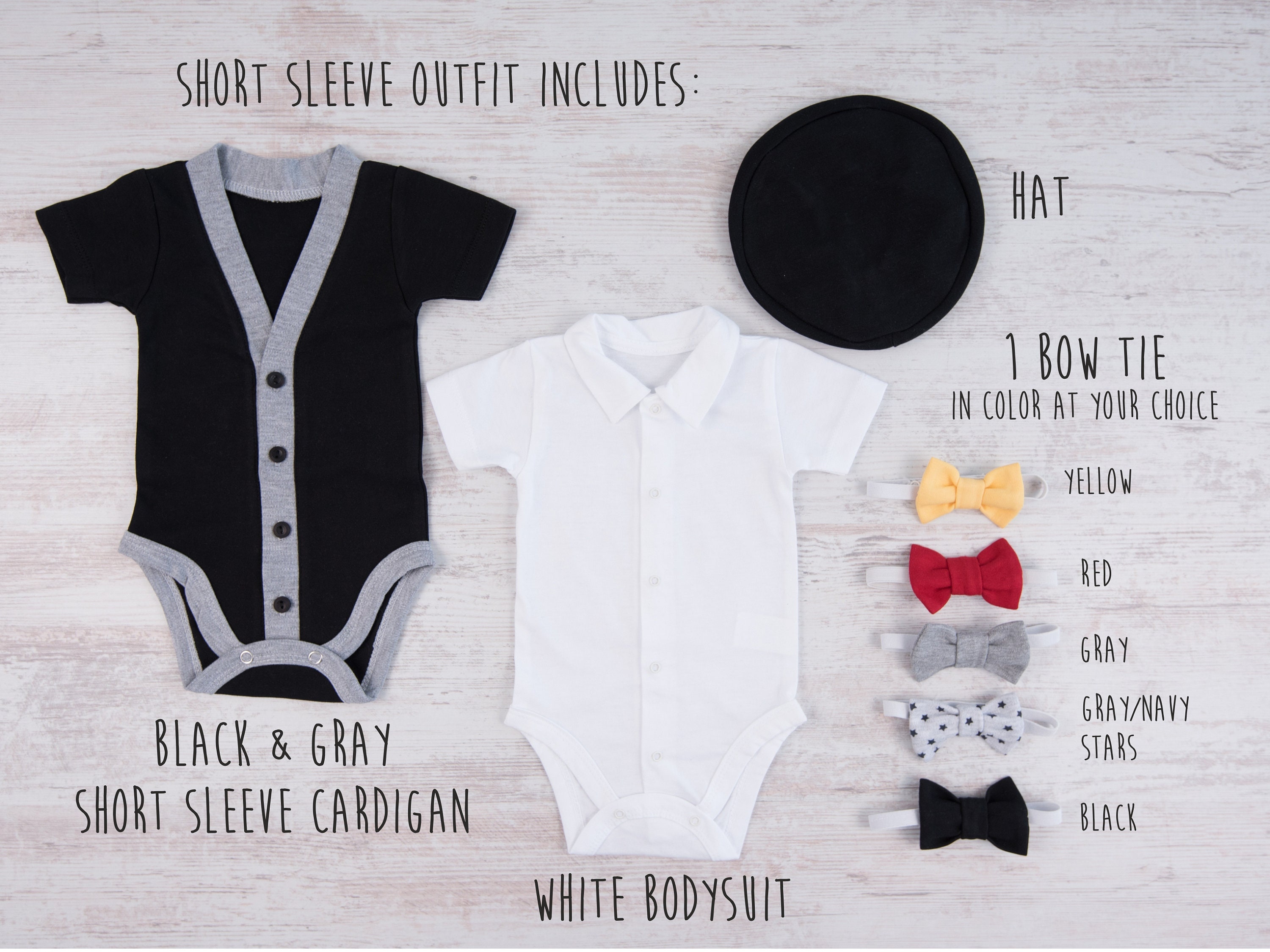 Black Bow Tie Cardigan Set Baby Boy Cardigan Bodysuit Hat & Etsy