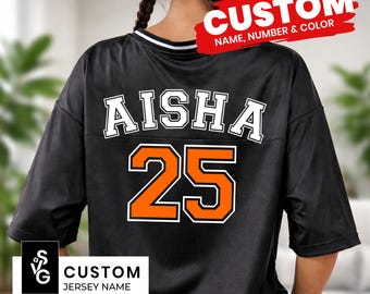 Custom Jersey Name & Number SVG  | Personalized Sports Team Uniform Design | Custom Digital Download