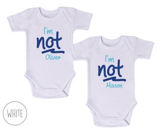 Twin Boy Outfits, Personalized Set of 2 Funny Baby Bodysuits, Twin Boy Gifts, Twin Boys Baby Shower, Twin Boys Clothing, Twin Boys
