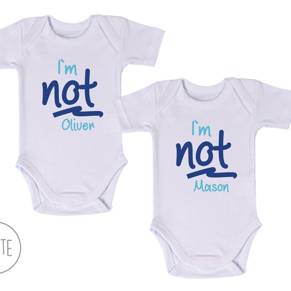 Twin Boy Outfits, Personalized Set of 2 Funny Baby Bodysuits, Twin Boy Gifts, Twin Boys Baby Shower, Twin Boys Clothing, Twin Boys