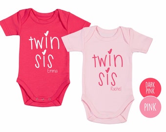 Personalized Twin Baby Girl Set of 2 Bodysuits