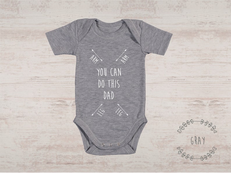 Gender Neutral Baby Gift, Funny Baby Shower Gift, New Dad Gift, You Can DO THIS DAD Baby Bodysuit, Funny Gift For New Dad, First Time Dad Szary