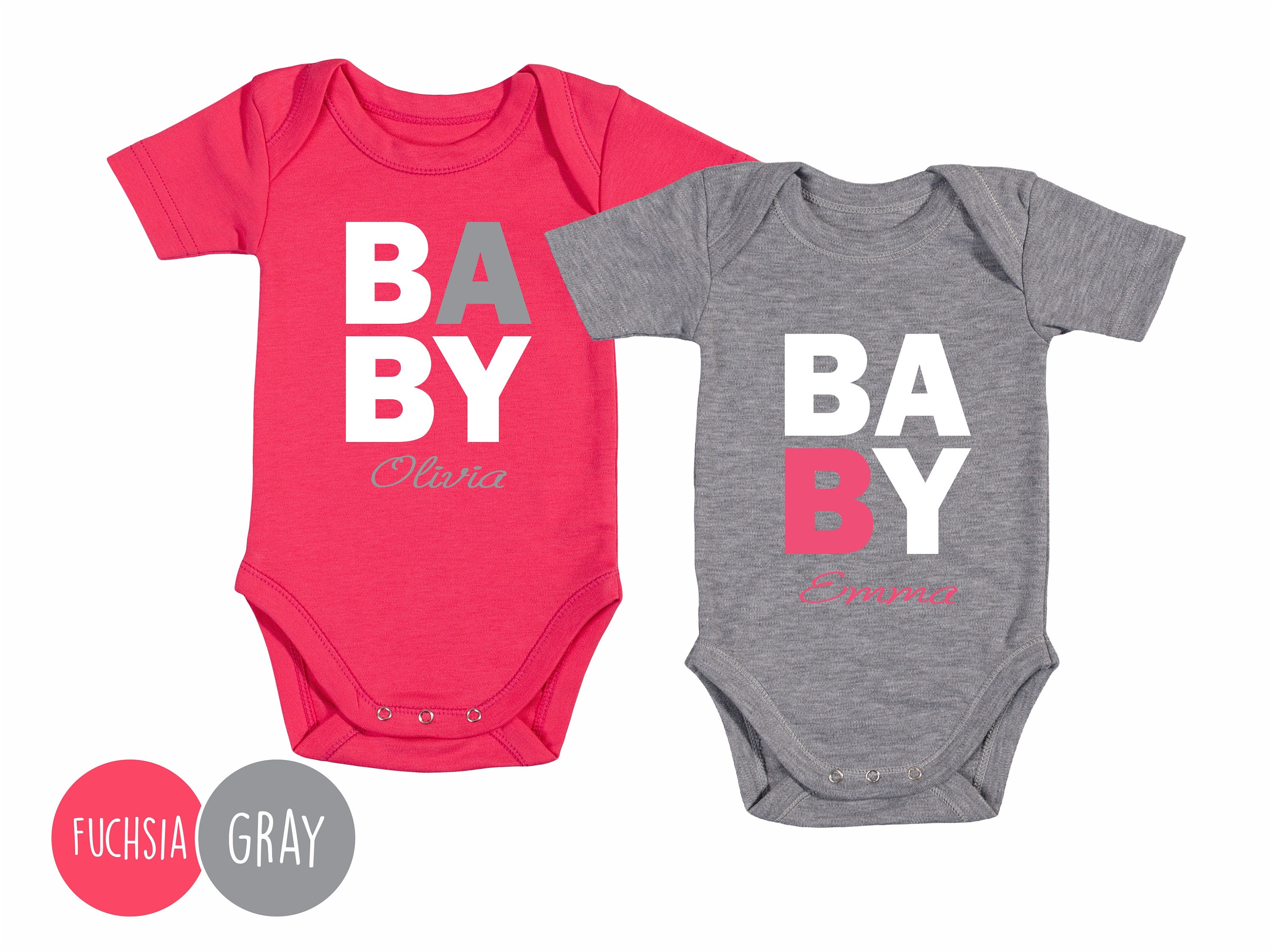 Personalized Twin Baby Clothes Baby A Baby B Set of 2 Twin Etsy