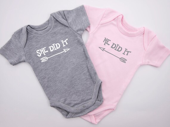 Twin Baby Boy Girl Outfits She Did It He Did It Funny Twin Etsy Twin Baby Boy Girl Outfits She Did It He Did It Funny Twin Etsy