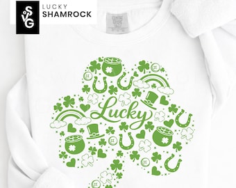 St Patrick’s Day Lucky Shamrock SVG | PNG | Irish Lucky Vibes Cut File