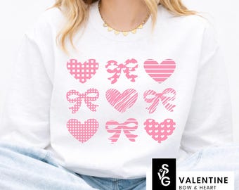 Valentine Bow Heart SVG | Coquette Valentine's Day PNG