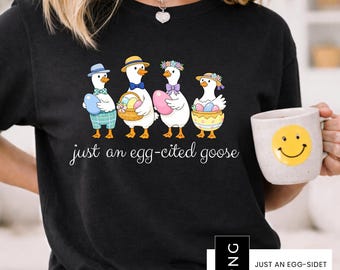 Just An Egg-cited Goose PNG | Funny Goose Eater Shirt Design