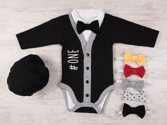 First Birthday Boy Outfit One Baby Boy Cardigan Bodysuit Etsy