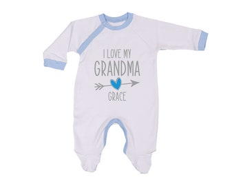 Grandma Baby Clothes, I Love My Grandma Personalized Baby Boy Outfit