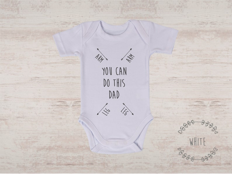 Gender Neutral Baby Gift, Funny Baby Shower Gift, New Dad Gift, You Can DO THIS DAD Baby Bodysuit, Funny Gift For New Dad, First Time Dad Biały