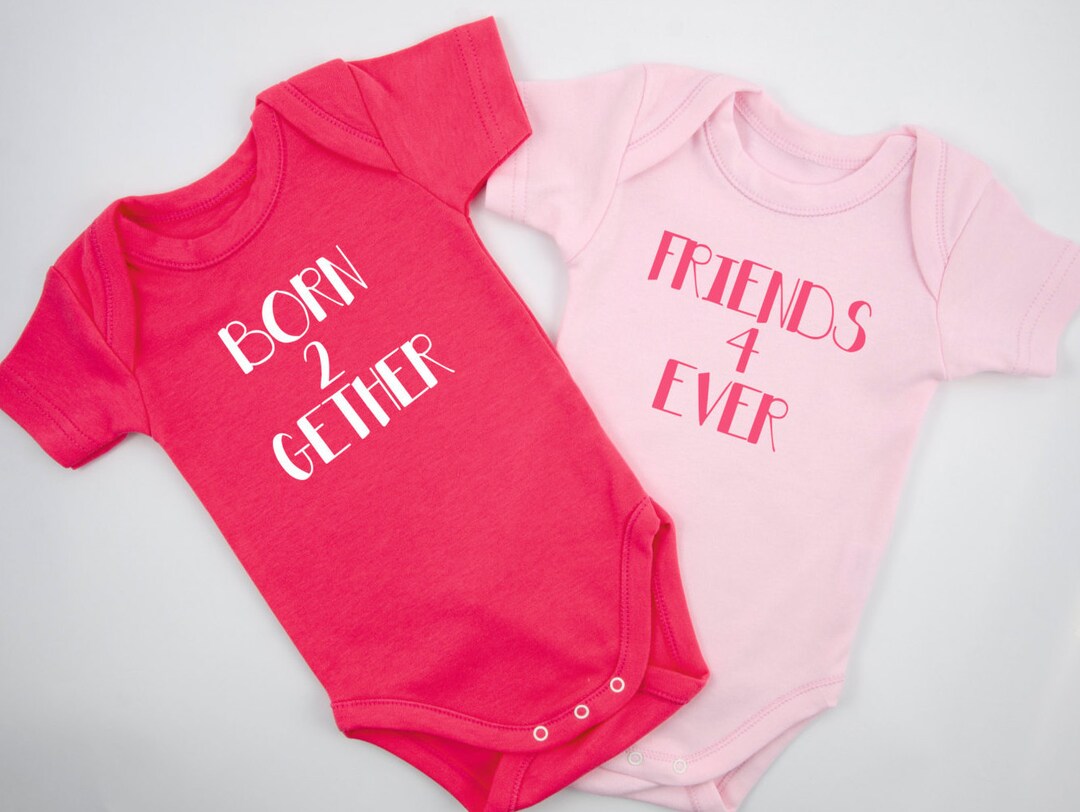 Twin Girl Outfits, Born Together Friends Forever Matching Twin Baby