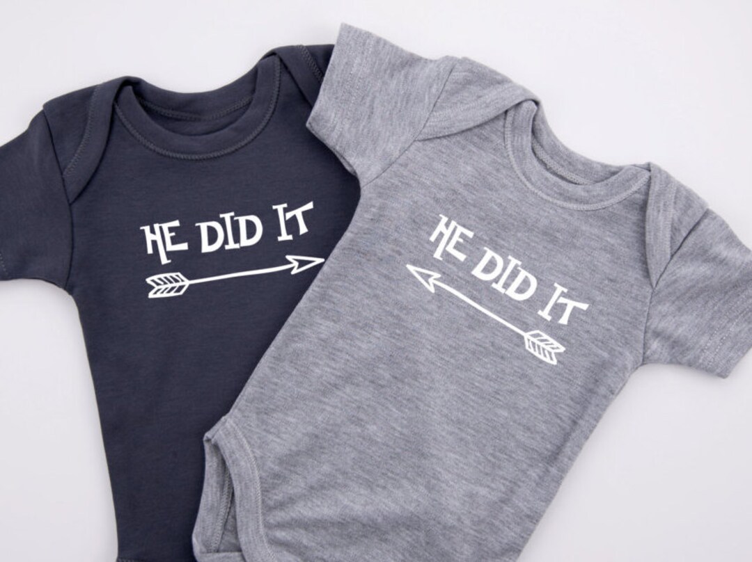 Twin Boys He Did It Twin Boy Outfits Set of 2 Matching Etsy