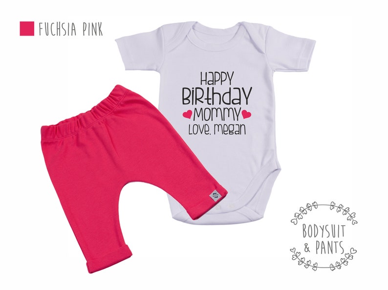Add on Hat andor Pants Option Happy Birthday Mommy Personalized Bodysuit