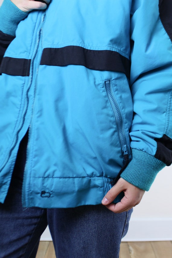 Vintage 90s Woolrich ski jacket, bright teal blue… - image 7