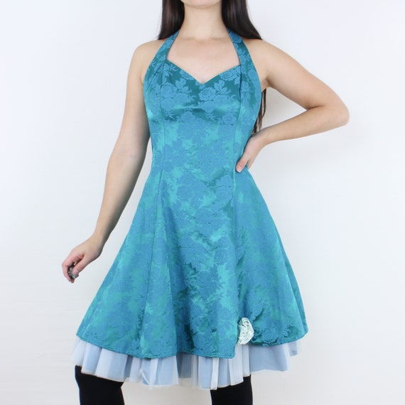 dresses women's vintage clothing Schoolmarm Ladies Vintage Dress Made in USA Turquoise / 16
