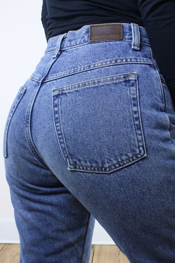 Vintage 90's 28W LLBean flannel lined jeans, medi… - image 8