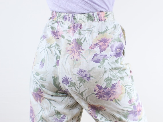 Vintage 90's 24-30W pastel floral pants, trousers… - image 1