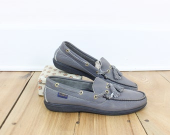 Vintage 90s Dexter Blue-gray Loafers, Boat Shoe/tie Shoe, Genuine