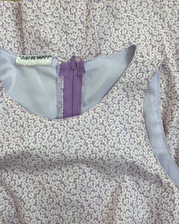 Vtg handmade purple floral tank dress, midi lengt… - image 10