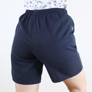 Vintage 90&#39;s 22-27W black Gitano shorts, elastic waist, high rise waist, board-short, mom fit, unique pockets, cotton poly, comfy casual
