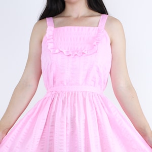 Vintage 70s pink prairie maxi dress, tank dress, ruffle hem, tie waist, two piece, matching cropped jacket, cottage core, summer dress