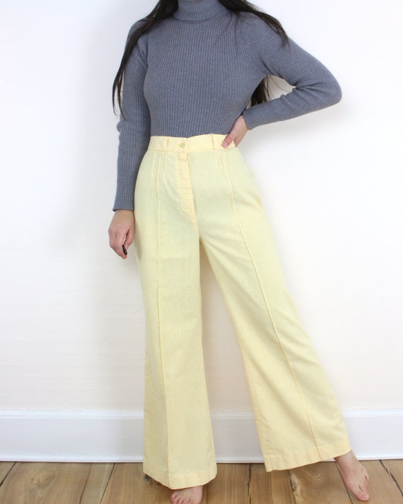 Vintage 70s 28W flare leg trousers, high rise, bu… - image 2