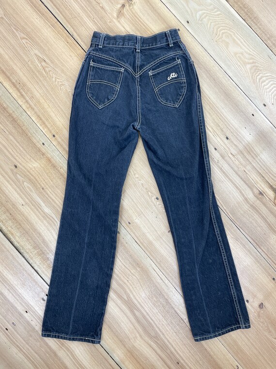 Vintage 80's 24W Chic jeans, black wash denim, hi… - image 5