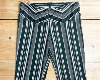 Vintage late 90's/Y2K 30W low rise capri pants, Illig, cropped, black & ecru vertical stripe, back zip closure, early 2000s style