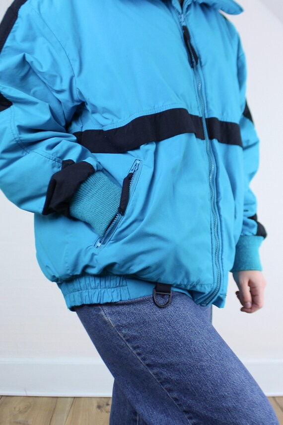 Vintage 90s Woolrich ski jacket, bright teal blue… - image 6