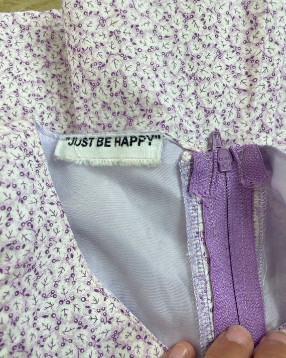 Vtg handmade purple floral tank dress, midi lengt… - image 9