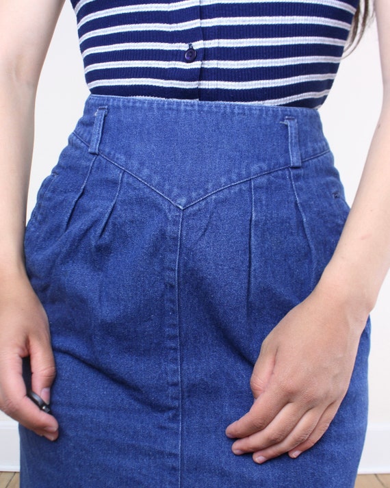 90s Denim Grid Patterned Mini Skirt main image 1