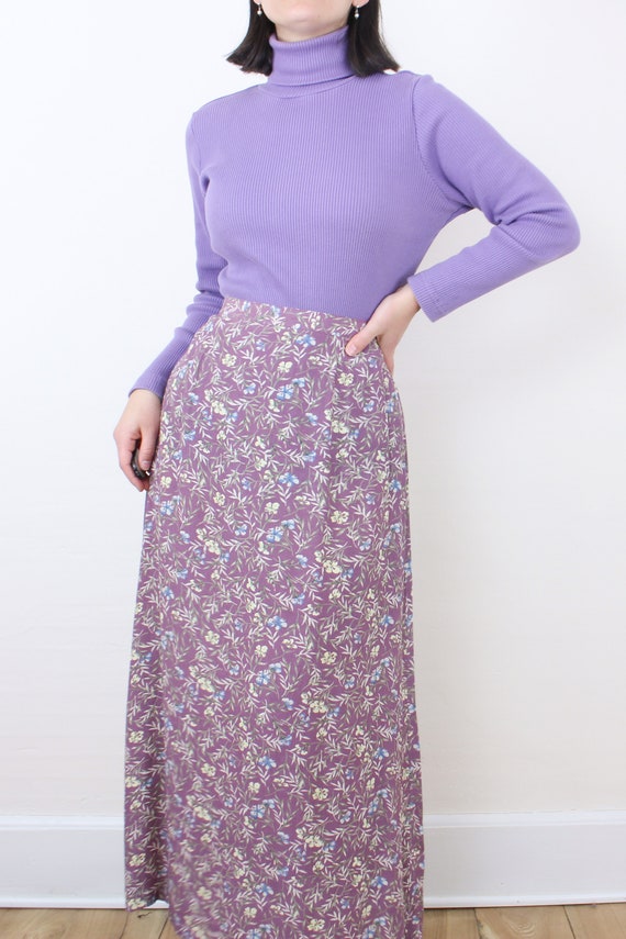 Vintage 90's mauve pink floral maxi skirt, Christ… - image 3