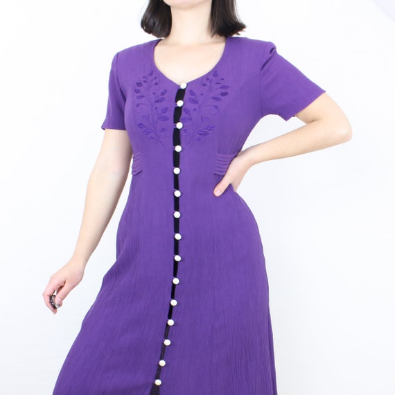 美品✨Ameri VINTAGE FRONT PLEATS LONG DRESS Full Pleated Belted Maxi Dress in Navy - Retro, Indie and