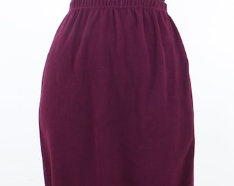 Vintage 90's 24-30W burgundy fleece maxi skirt, Express, comfy, sporty, outdoor, elastic waist, straight fit, grunge, minimalist, moody