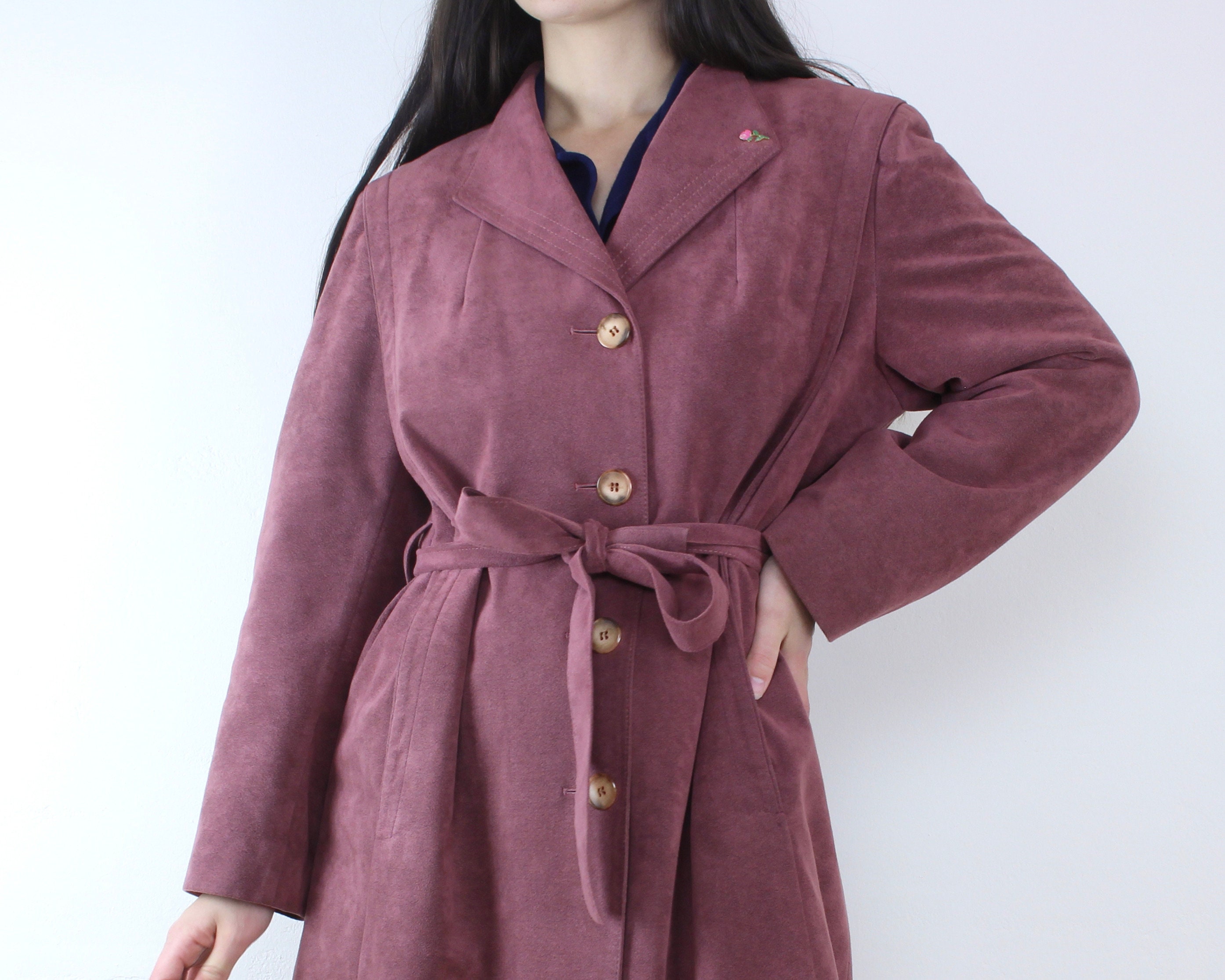 Vintage Ultrasuede Trench Jacket by Olympic Halston Style - Etsy