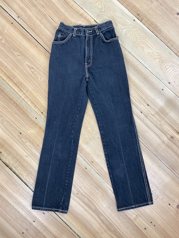 Vintage 80's 24W Chic jeans, black wash denim, hi… - image 2