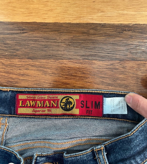 Vintage late 90s/Y2K 28W Lawman western jeans, mid rise, bootcut, flare  leg, slim fit, stretch denim, med-dark wash, bling, rodeo, cowgirl -   Portugal