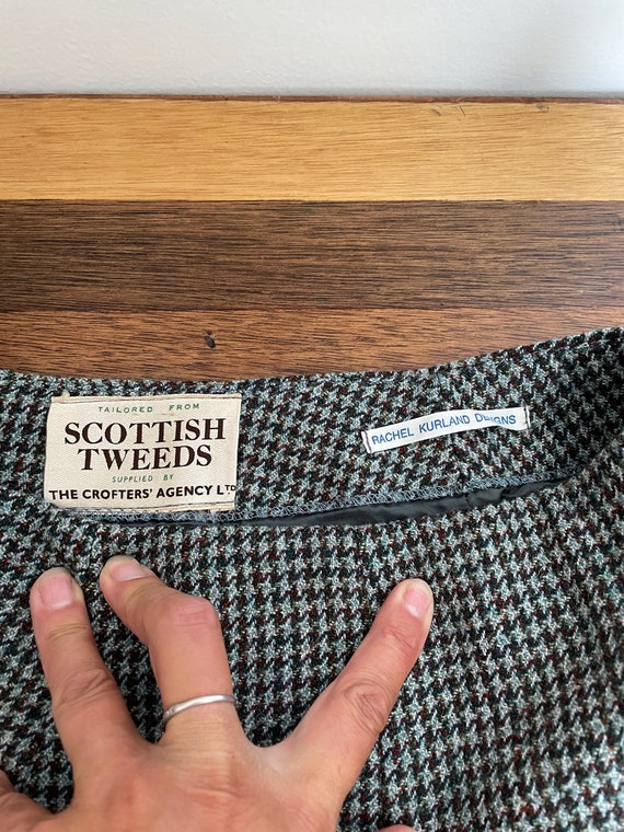 Vintage 90's 27W Scottish Tweed mini skirt, green… - image 9