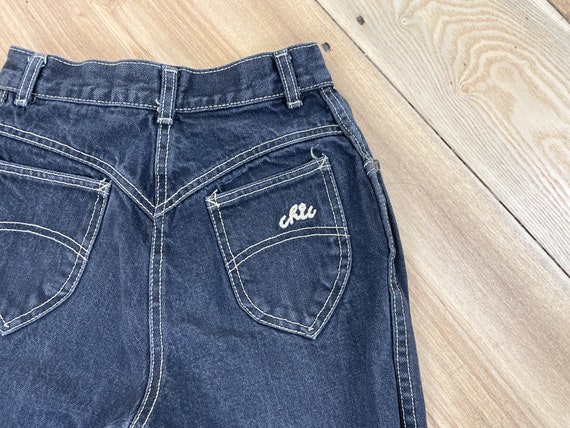 Vintage 80's 24W Chic jeans, black wash denim, hi… - image 8
