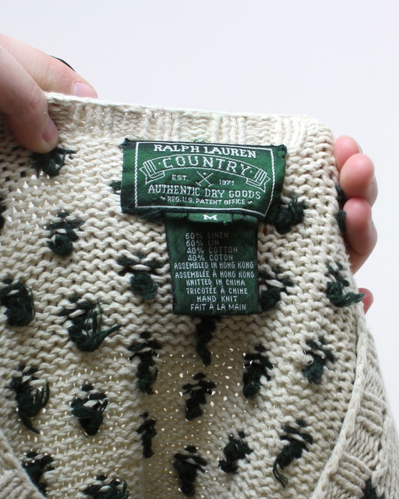 Vintage s Ralph Lauren Rare Skiing Bears Sweater Hand Knit