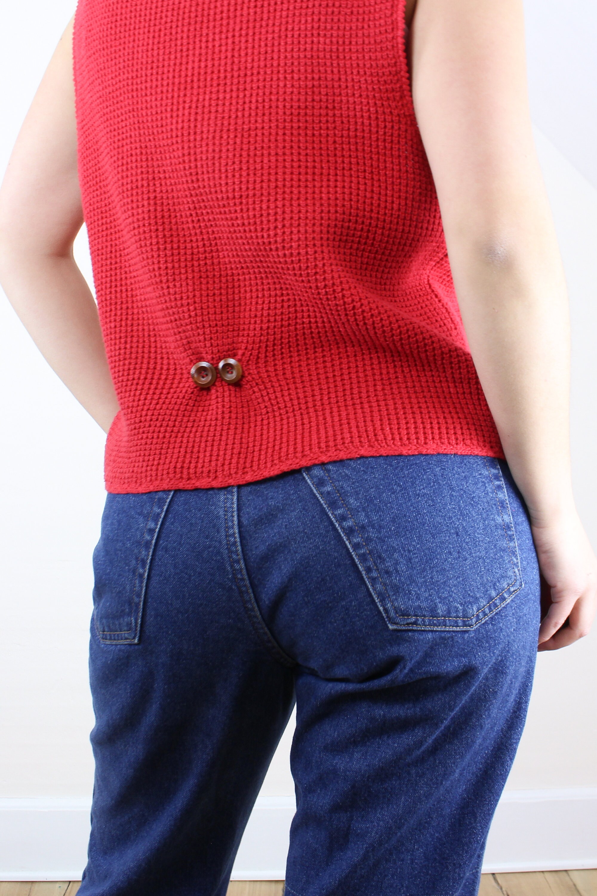 Vintage 90's Red Knit Sweater Vest, Cabin Creek, Button Vintage 90's Red Knit Sweater Vest, Cabin Creek, Button