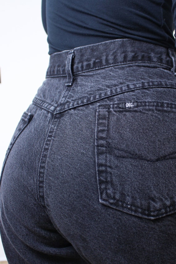Vintage 90's 32W black wash Chic jeans, 5-pocket … - image 9